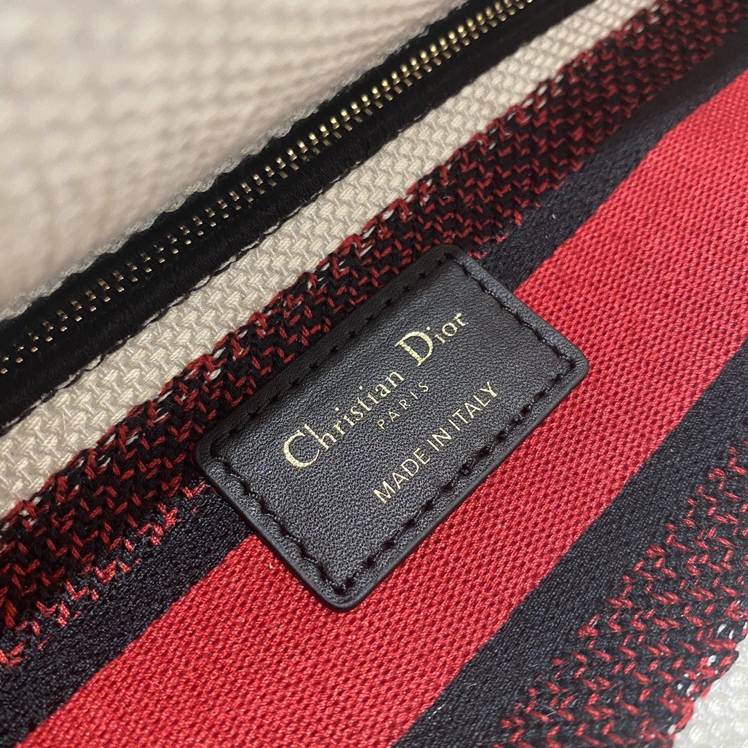 1:1 Replica Christian Dior Medium Lady D-Lite Bag Multicolor Cupidon Embroidery, Red/Latte, For Women Women's Handbags, 24cm CD M0565OTQG_M941 - Image 7