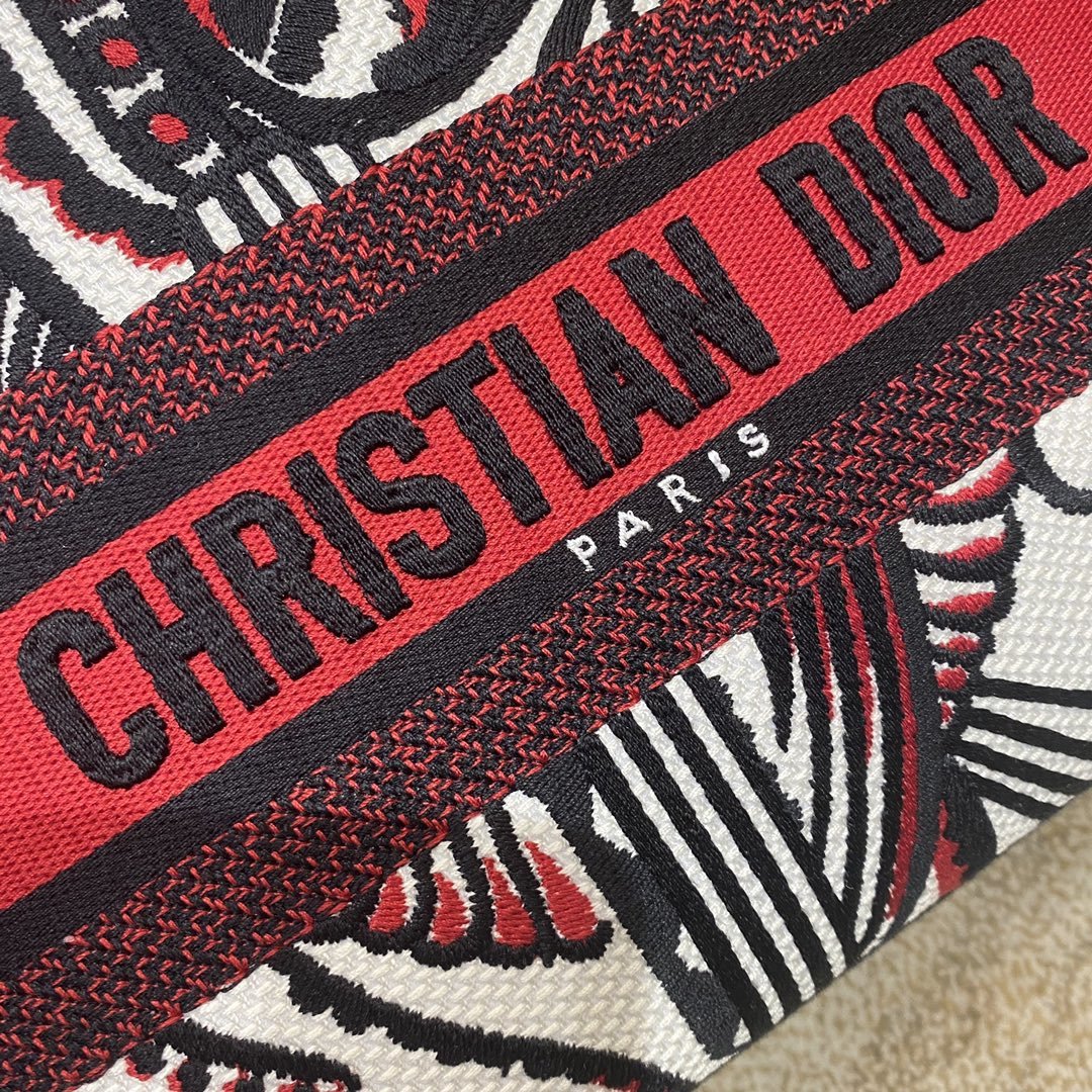 1:1 Replica Christian Dior Medium Lady D-Lite Bag Multicolor Cupidon Embroidery, Red/Latte, For Women Women's Handbags, 24cm CD M0565OTQG_M941 - Image 5