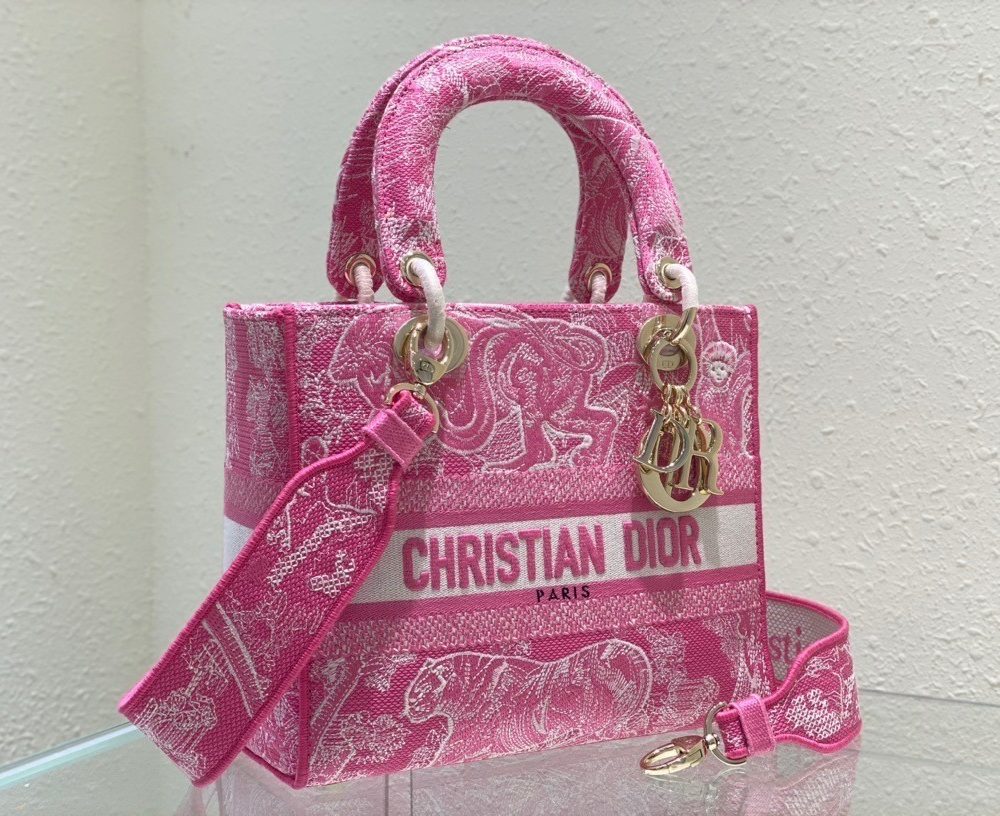 1:1 Replica Christian Dior Medium Lady D-Lite Bag Pink, For Women, Women’s Handbags 24cm/9.5in CD M0565OROC_M956