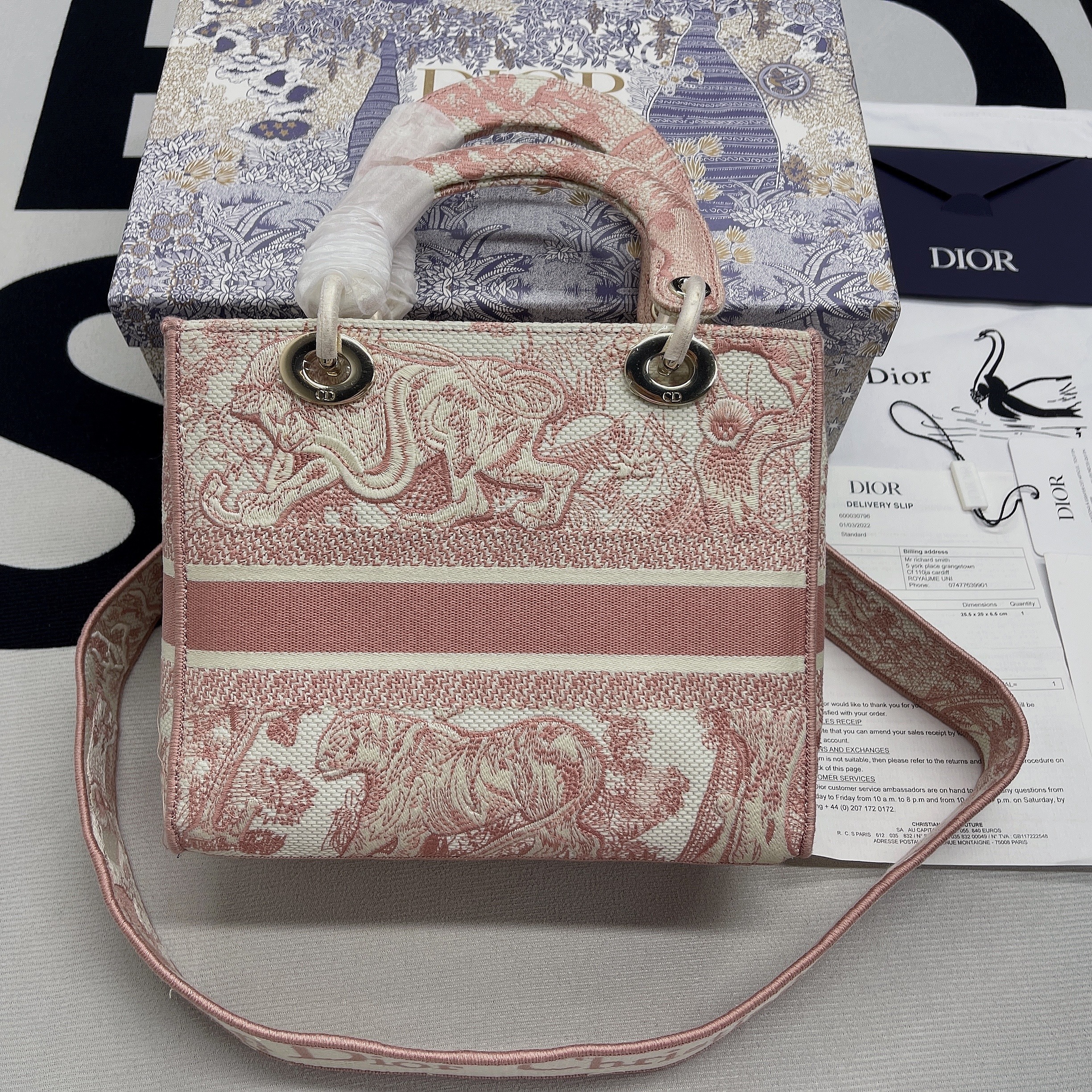 1:1 Replica Christian Dior Medium Lady D-Lite Bag Pink, For Women, Women’s Handbags 24cm/9.5in CD M0565OTDT_M912 - Image 2