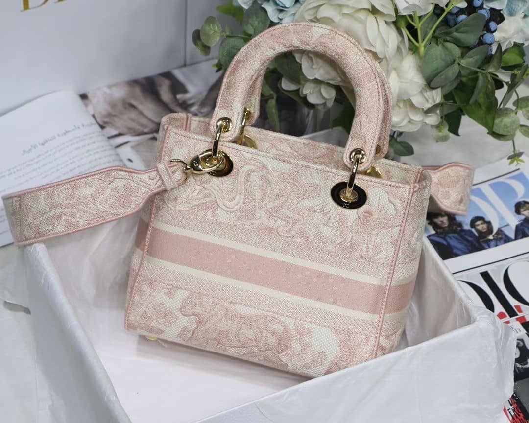 1:1 Replica Christian Dior Medium Lady D-Lite Bag Pink, For Women, Women’s Handbags 24cm/9.5in CD M0565OTDT_M912 - Image 10