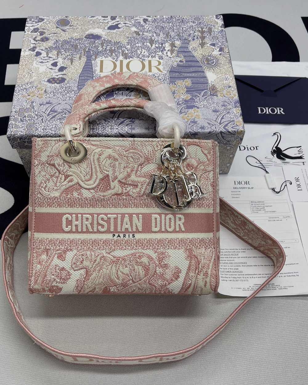 1:1 Replica Christian Dior Medium Lady D-Lite Bag Pink, For Women, Women’s Handbags 24cm/9.5in CD M0565OTDT_M912