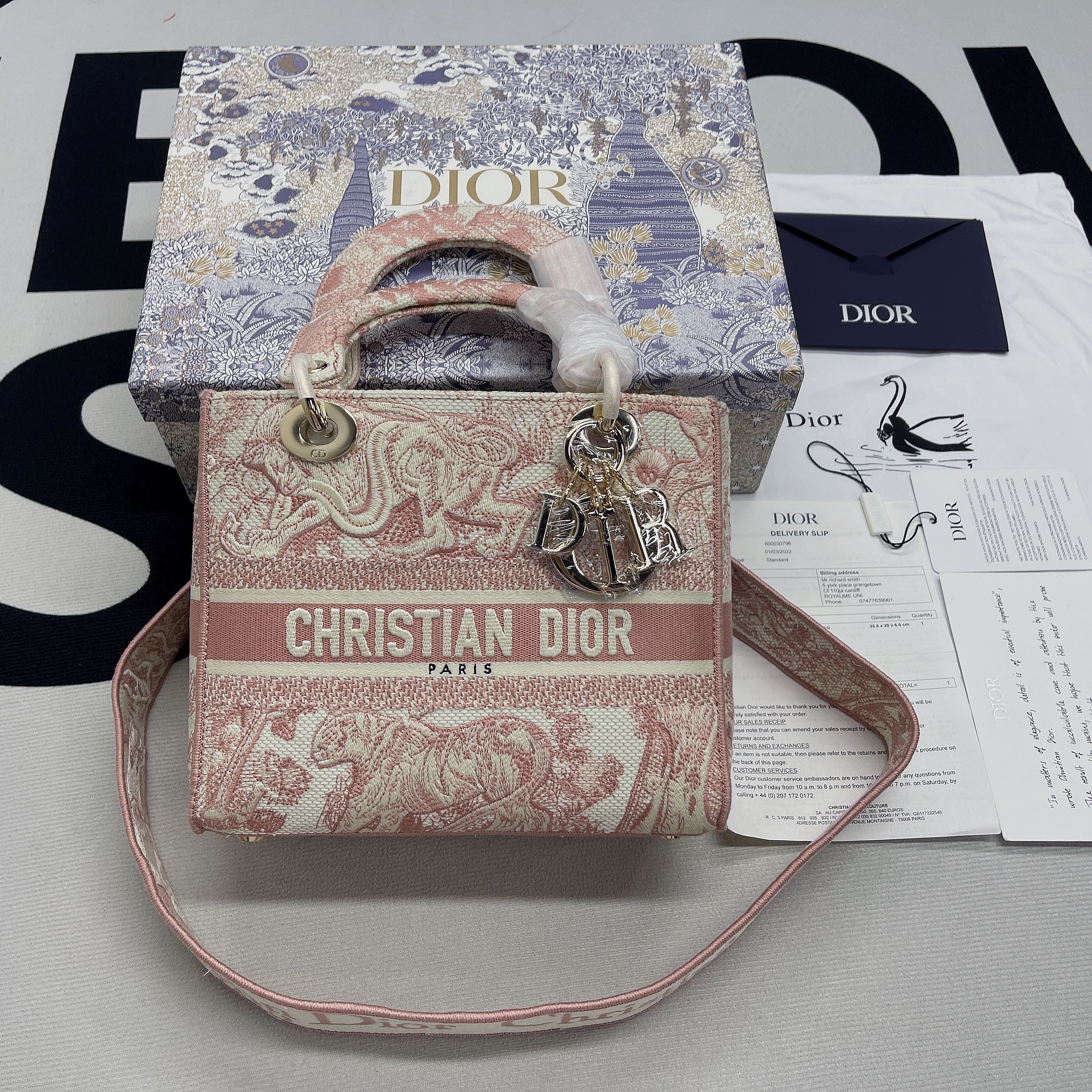 1:1 Replica Christian Dior Medium Lady D-Lite Bag Pink, For Women, Women’s Handbags 24cm/9.5in CD M0565OTDT_M912 - Image 8