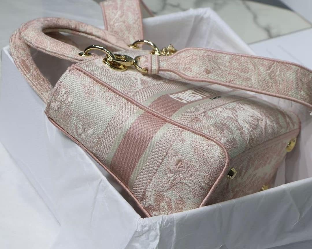 1:1 Replica Christian Dior Medium Lady D-Lite Bag Pink, For Women, Women’s Handbags 24cm/9.5in CD M0565OTDT_M912 - Image 6