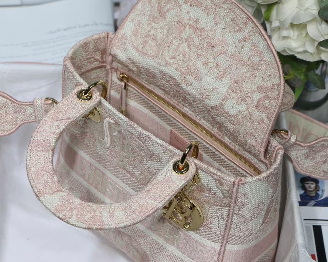 1:1 Replica Christian Dior Medium Lady D-Lite Bag Pink, For Women, Women’s Handbags 24cm/9.5in CD M0565OTDT_M912 - Image 5