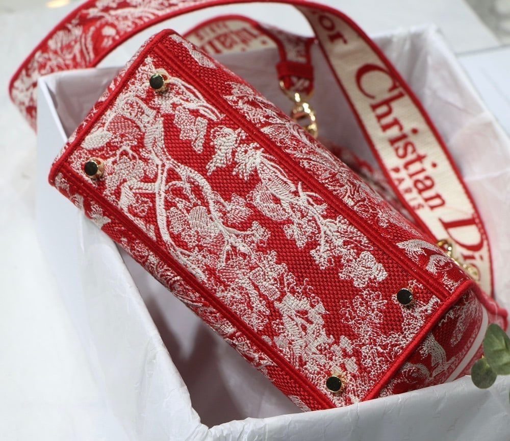 1:1 Replica Christian Dior Medium Lady D-Lite Bag Red, For Women, Women’s Handbags 24cm/9.5in CD