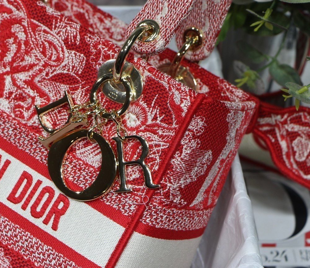 1:1 Replica Christian Dior Medium Lady D-Lite Bag Red, For Women, Women’s Handbags 24cm/9.5in CD