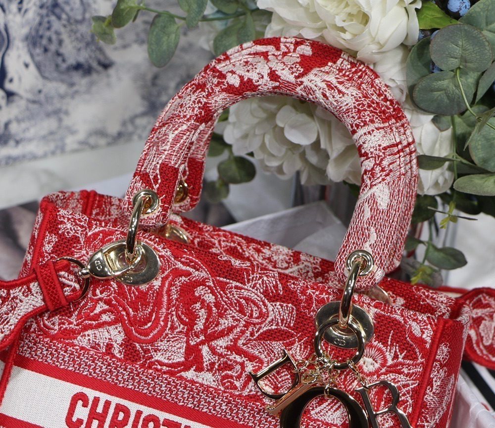1:1 Replica Christian Dior Medium Lady D-Lite Bag Red, For Women, Women’s Handbags 24cm/9.5in CD