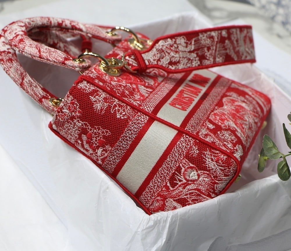 1:1 Replica Christian Dior Medium Lady D-Lite Bag Red, For Women, Women’s Handbags 24cm/9.5in CD