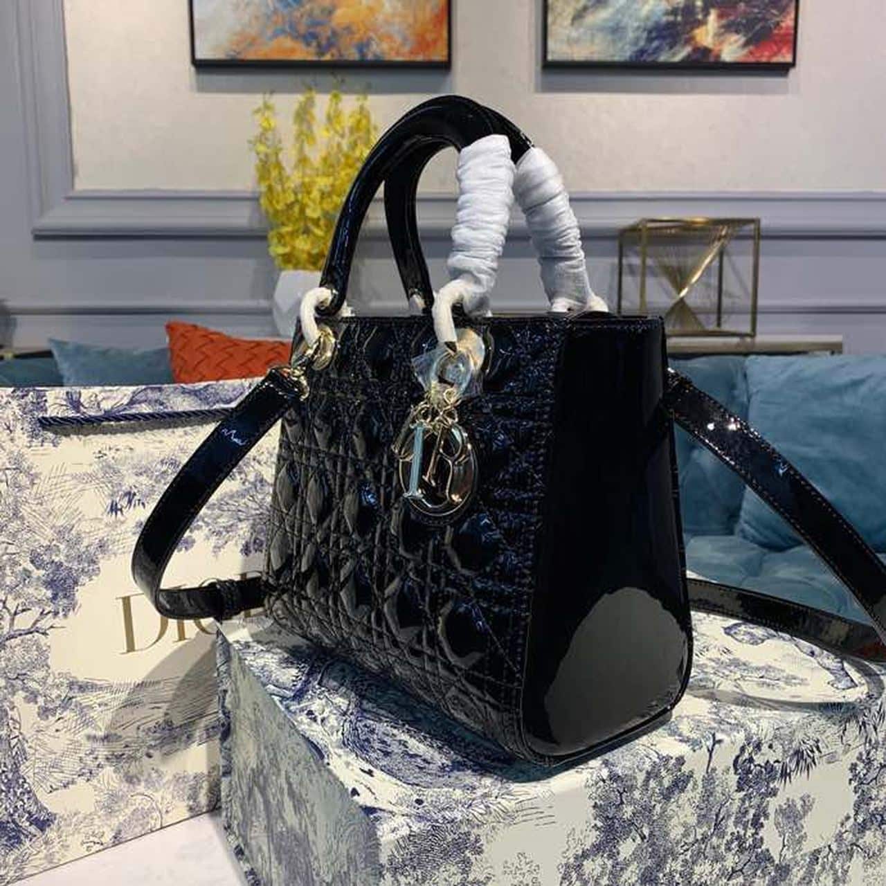 1:1 Replica Christian Dior Medium Lady Dior Bag Black Cannage For Women 9.5in/24cm CD M0565ONGE_M900 - Image 3