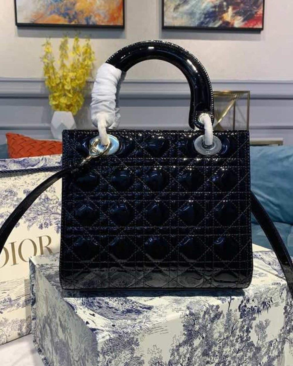1:1 Replica Christian Dior Medium Lady Dior Bag Black Cannage For Women 9.5in/24cm CD M0565ONGE_M900