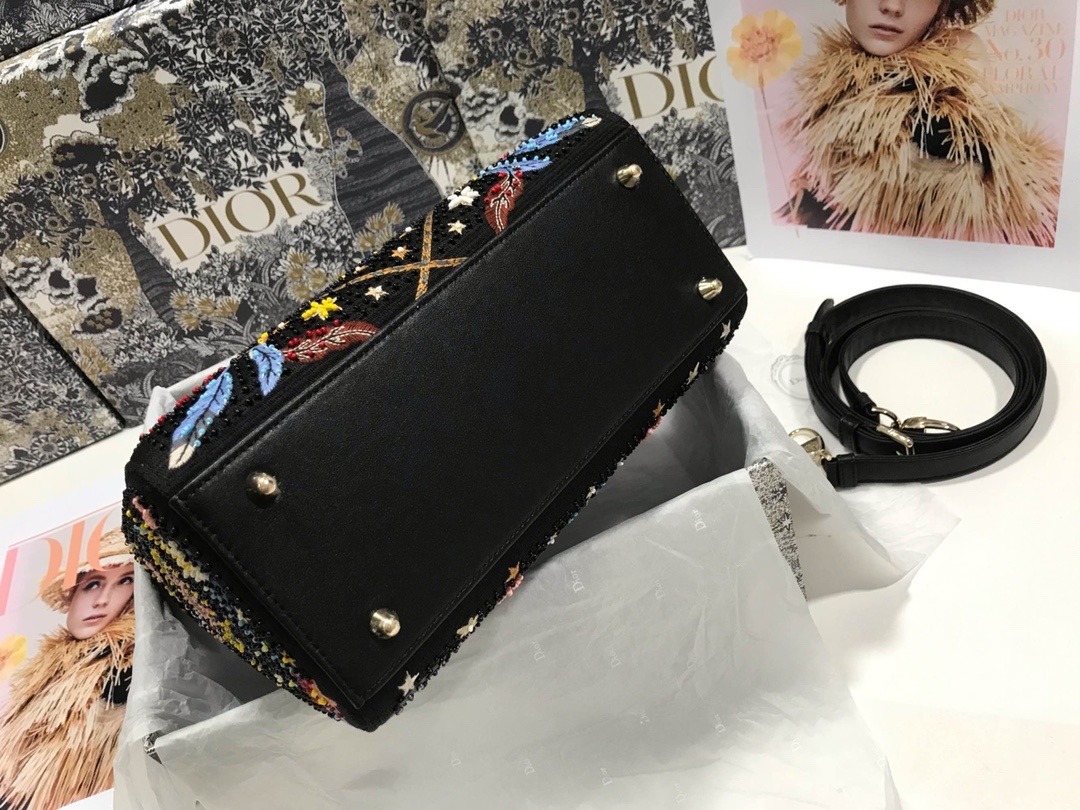 1:1 Replica Christian Dior Medium Lady Dior Bag Gold Toned Hardware Multicolor Black For Women 9.5in/24cm CD - Image 3