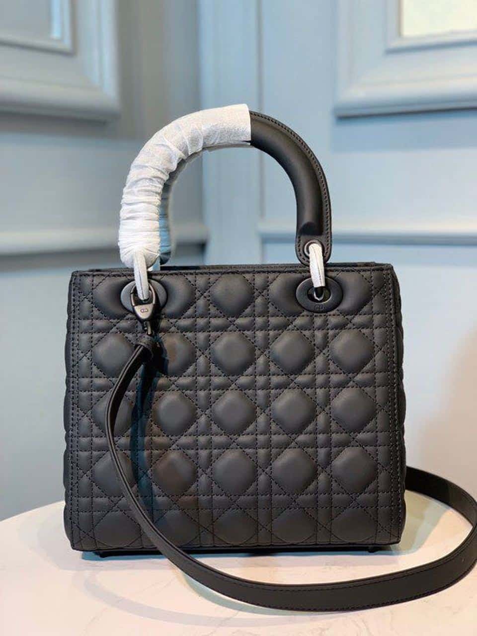 1:1 Replica Christian Dior Medium Lady Dior Bag Matte Hardware Black Ultramatte For Women 9.5in/24cm CD M0565SLOI_M989 - Image 3