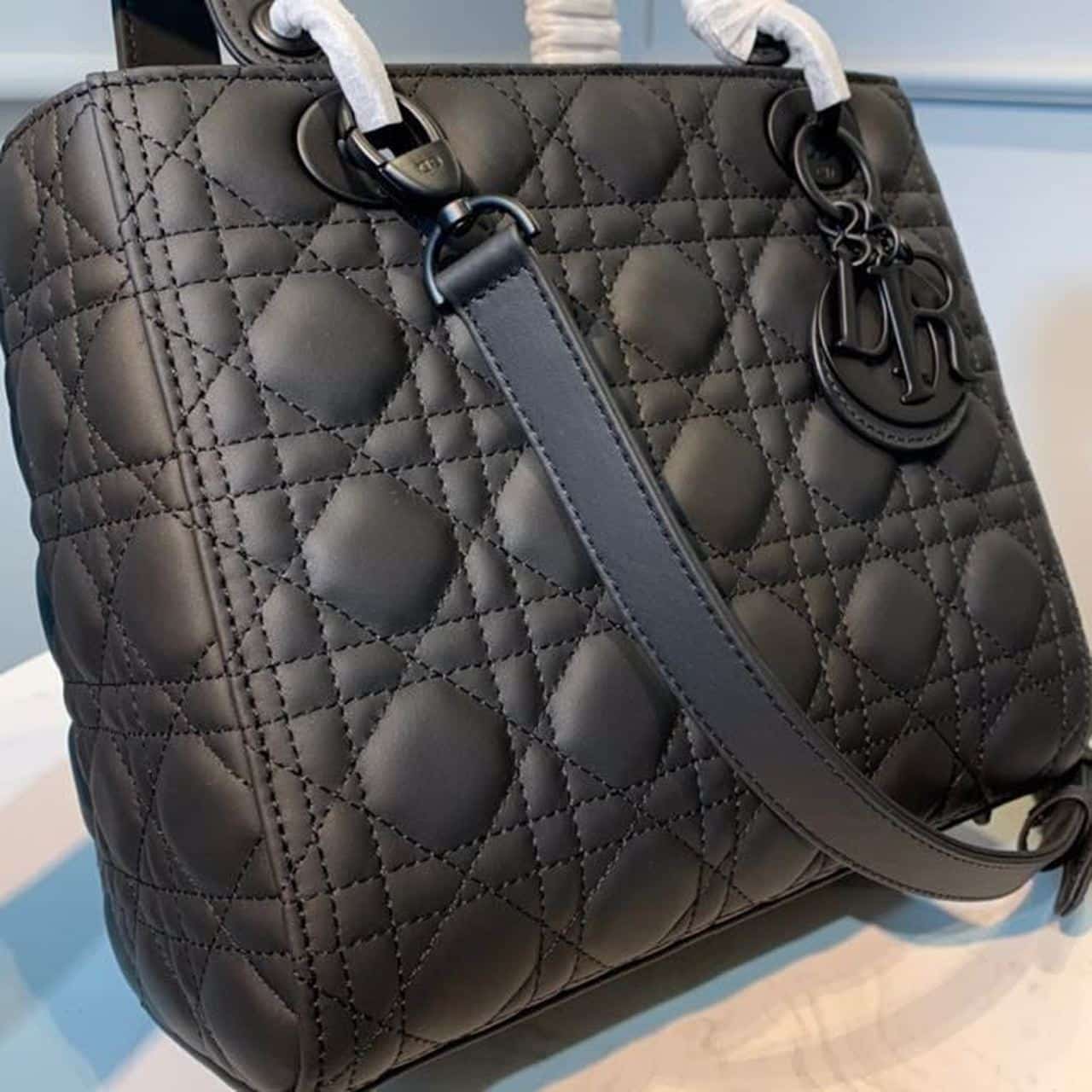 1:1 Replica Christian Dior Medium Lady Dior Bag Matte Hardware Black Ultramatte For Women 9.5in/24cm CD M0565SLOI_M989 - Image 7