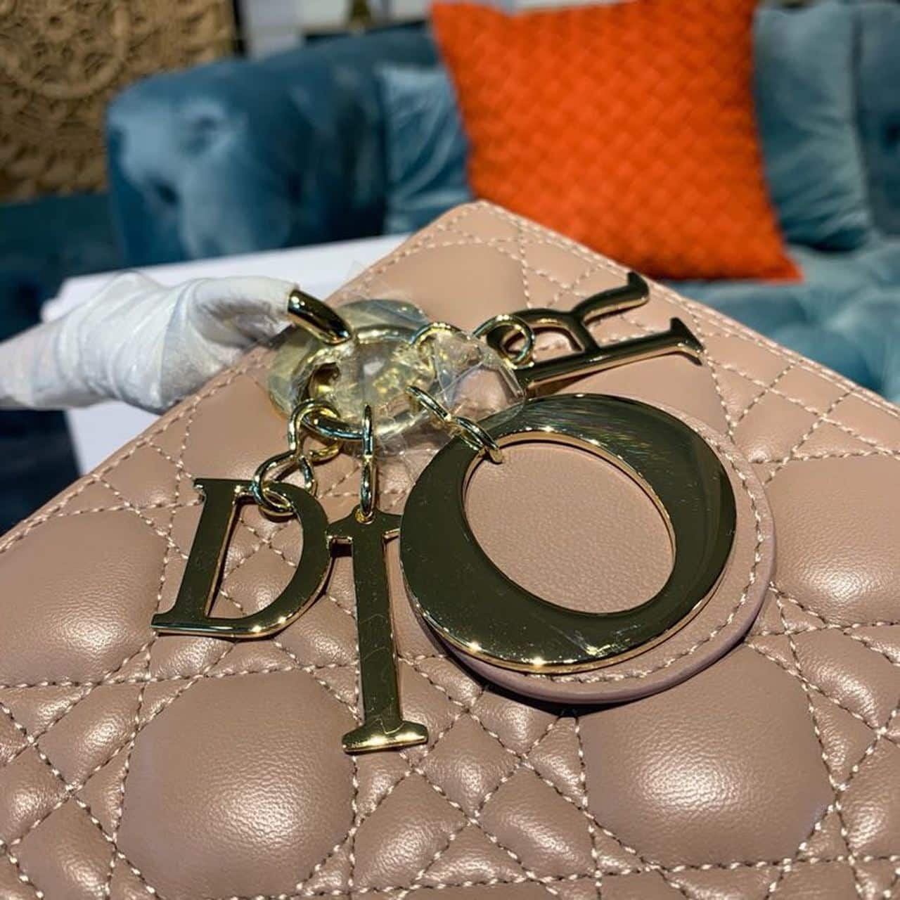 1:1 Replica Christian Dior Medium Lady Dior Bag Rose Des Vents For Women 9.5in/24cm CD - Image 5