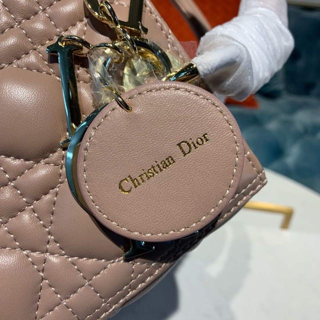 1:1 Replica Christian Dior Medium Lady Dior Bag Rose Des Vents For Women 9.5in/24cm CD - Image 10