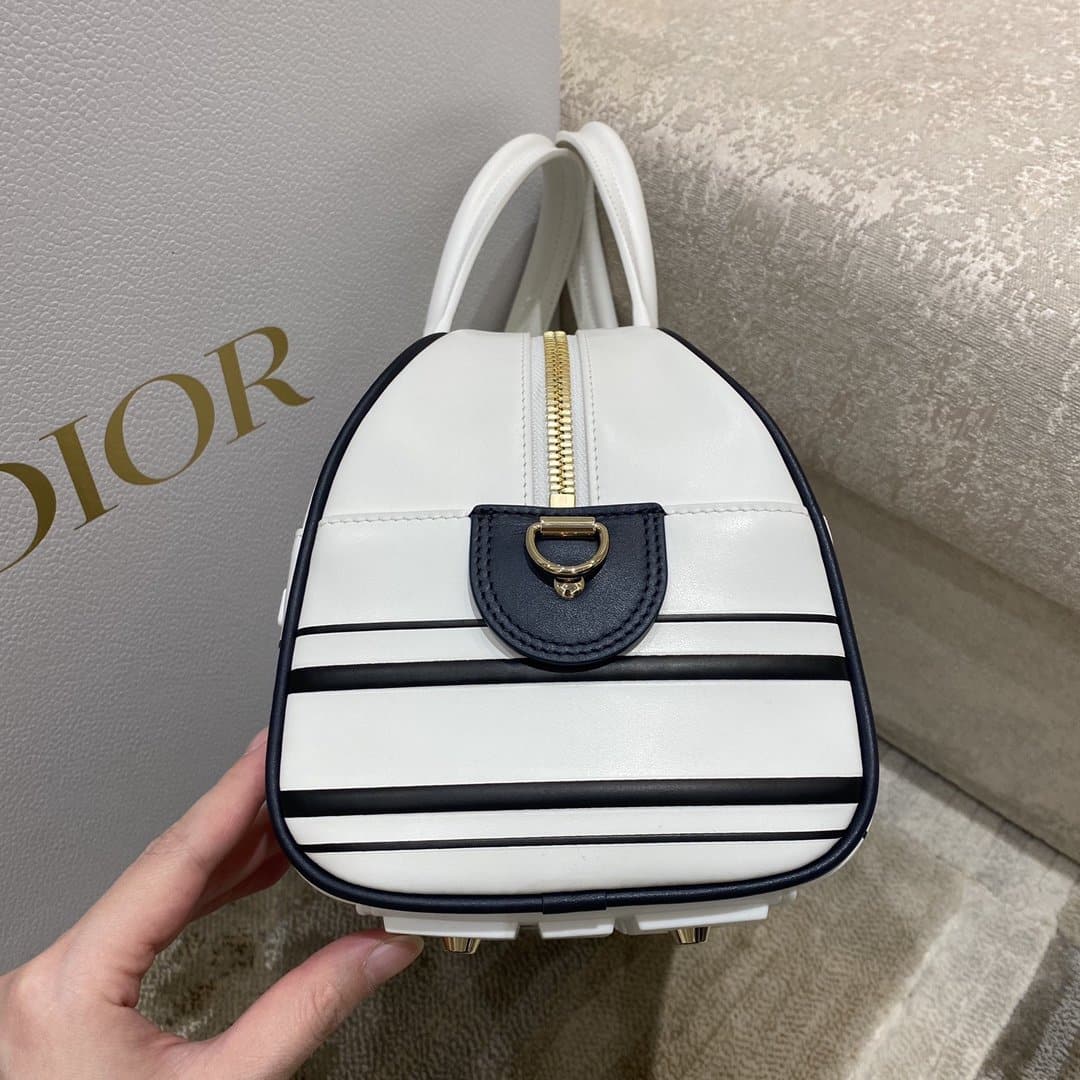 1:1 Replica Christian Dior Medium Vibe Zip Bowling Bag, White, For Men/Women Bowling Bags, 34cm CD M6202OOBR_M879 - Image 7