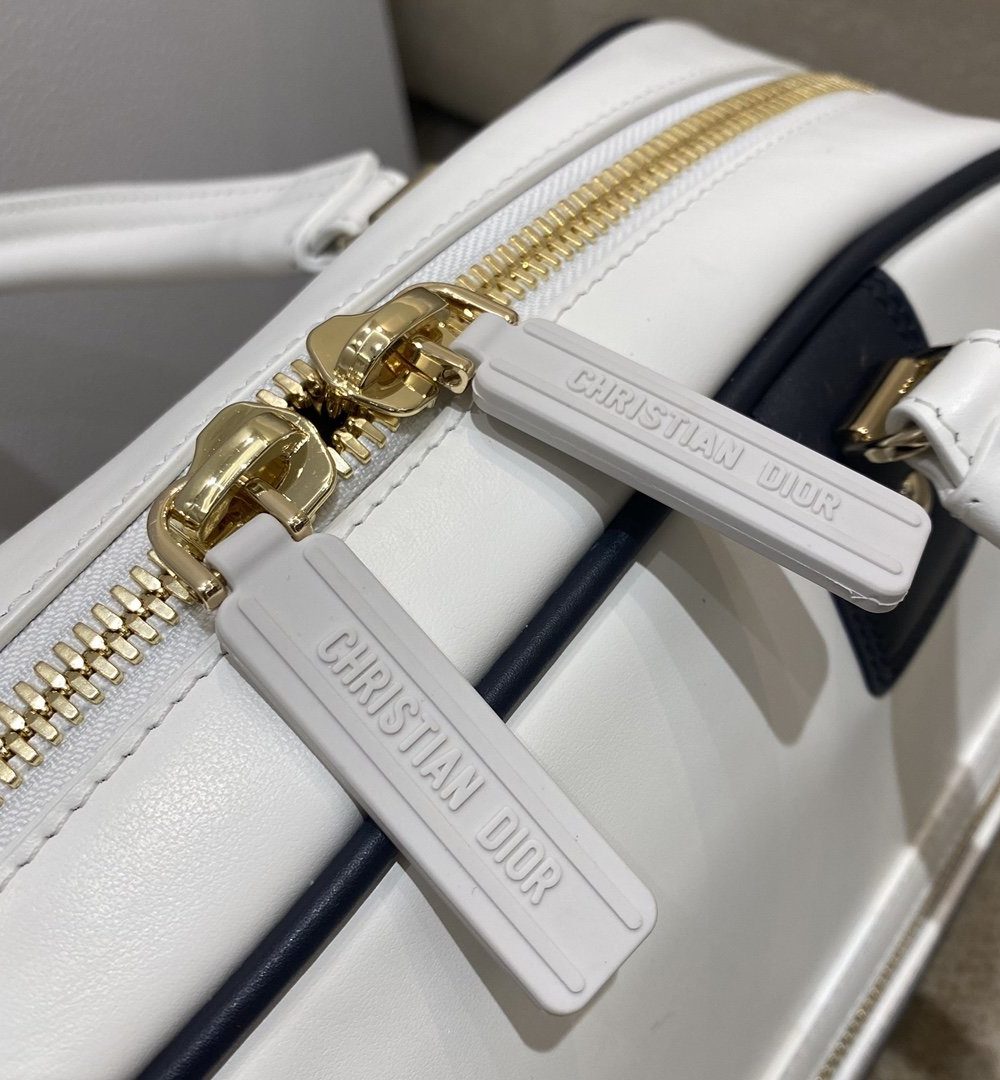 1:1 Replica Christian Dior Medium Vibe Zip Bowling Bag, White, For Men/Women Bowling Bags, 34cm CD M6202OOBR_M879