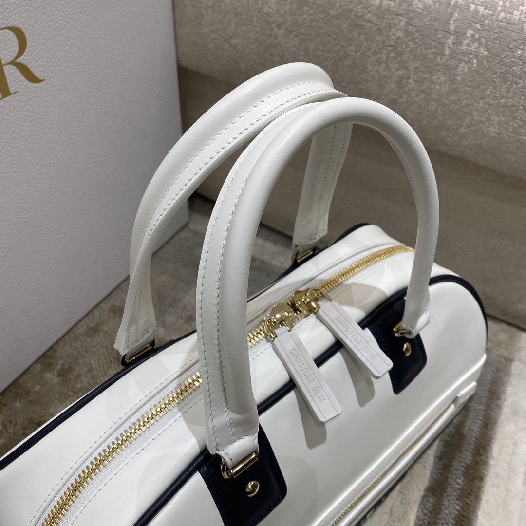 1:1 Replica Christian Dior Medium Vibe Zip Bowling Bag, White, For Men/Women Bowling Bags, 34cm CD M6202OOBR_M879 - Image 2