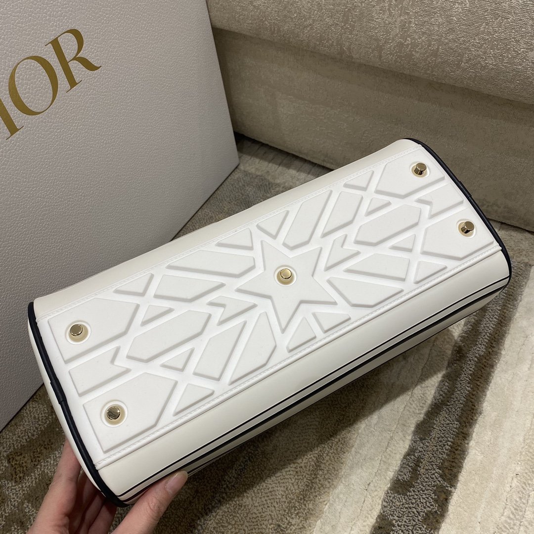 1:1 Replica Christian Dior Medium Vibe Zip Bowling Bag, White, For Men/Women Bowling Bags, 34cm CD M6202OOBR_M879 - Image 6