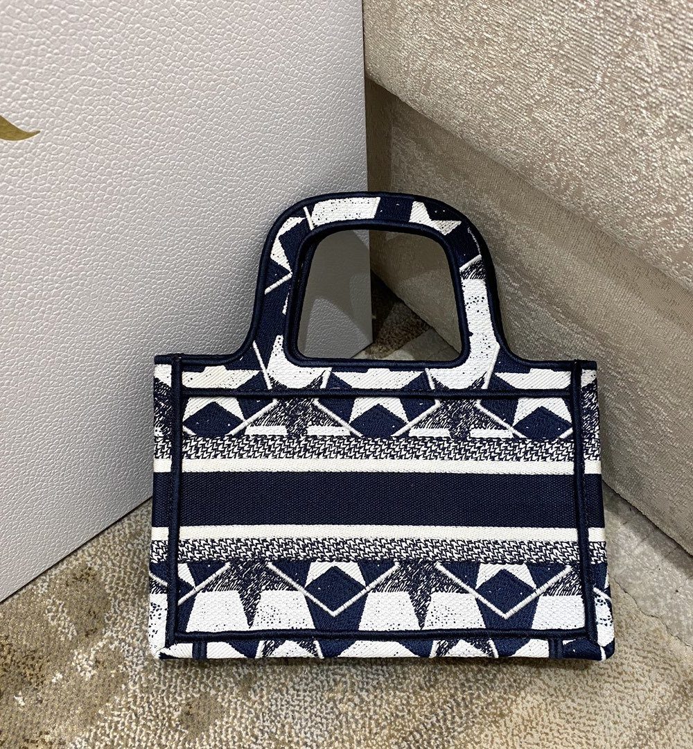 1:1 Replica Christian Dior Mini Book Tote Bag in Dior Étoile Embroidery Dior Bag,  Blue/White, For Women Women’s Handbags, 22.5cm CD