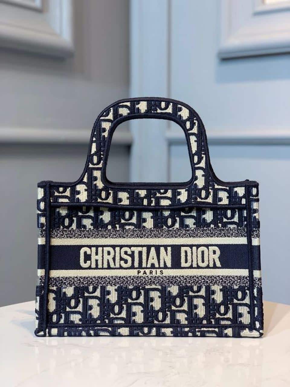 1:1 Replica Christian Dior Mini Dior Book Tote Bag Blue By Maria Grazia Chiuri For Women 9in/23cm CD S5475ZRIW_M928 - Image 2