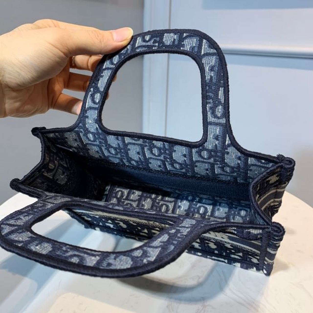 1:1 Replica Christian Dior Mini Dior Book Tote Bag Blue By Maria Grazia Chiuri For Women 9in/23cm CD S5475ZRIW_M928 - Image 11