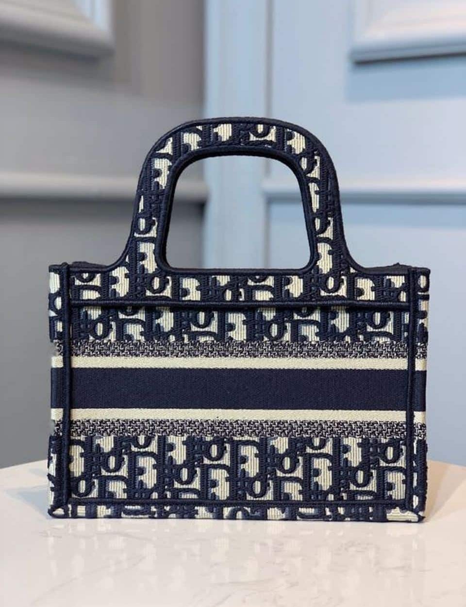 1:1 Replica Christian Dior Mini Dior Book Tote Bag Blue By Maria Grazia Chiuri For Women 9in/23cm CD S5475ZRIW_M928