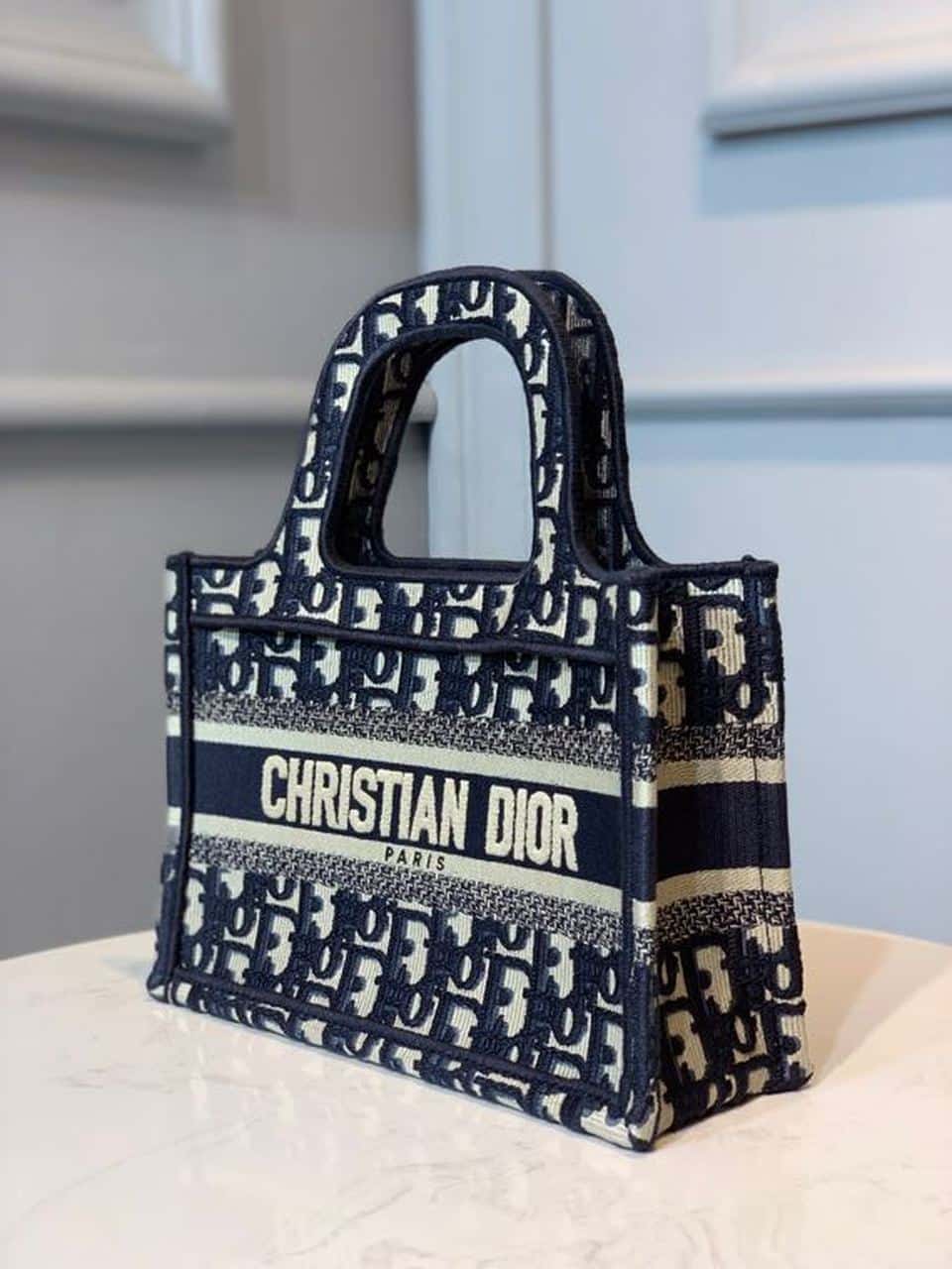 1:1 Replica Christian Dior Mini Dior Book Tote Bag Blue By Maria Grazia Chiuri For Women 9in/23cm CD S5475ZRIW_M928 - Image 3