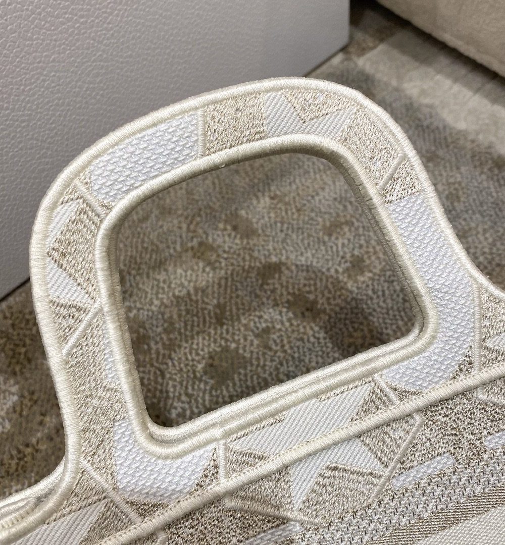 1:1 Replica Christian Dior Mini Dior Book Tote Embroidery Stars Gold Dior Bag, Beige, For Women Women’s Handbags, 9in/23cm CD