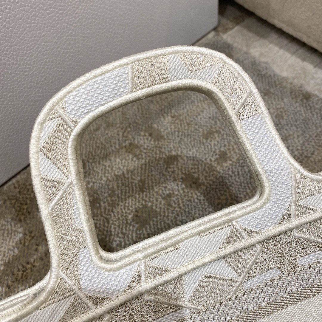1:1 Replica Christian Dior Mini Dior Book Tote Embroidery Stars Gold Dior Bag, Beige, For Women Women’s Handbags, 9in/23cm CD - Image 5