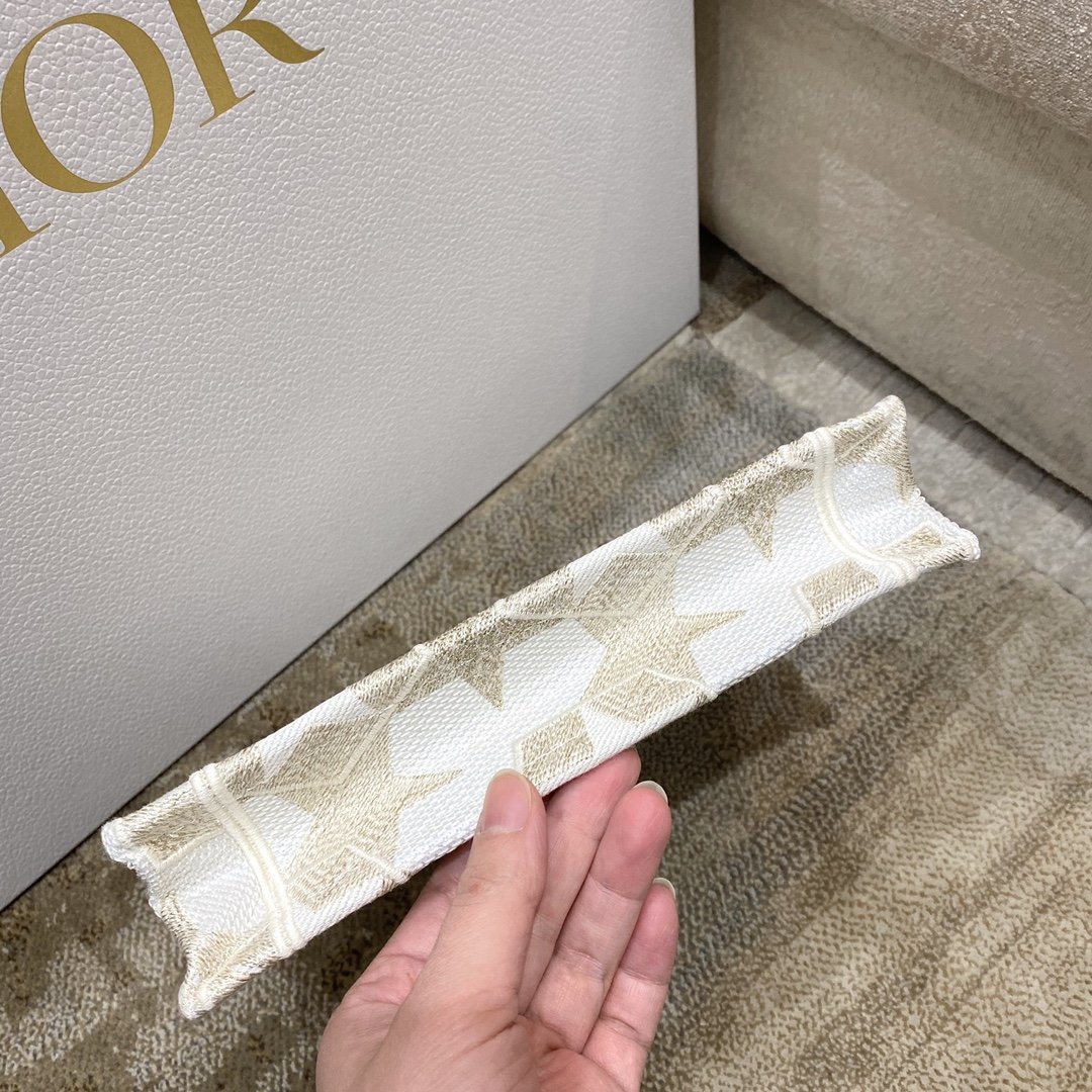 1:1 Replica Christian Dior Mini Dior Book Tote Embroidery Stars Gold Dior Bag, Beige, For Women Women’s Handbags, 9in/23cm CD - Image 2