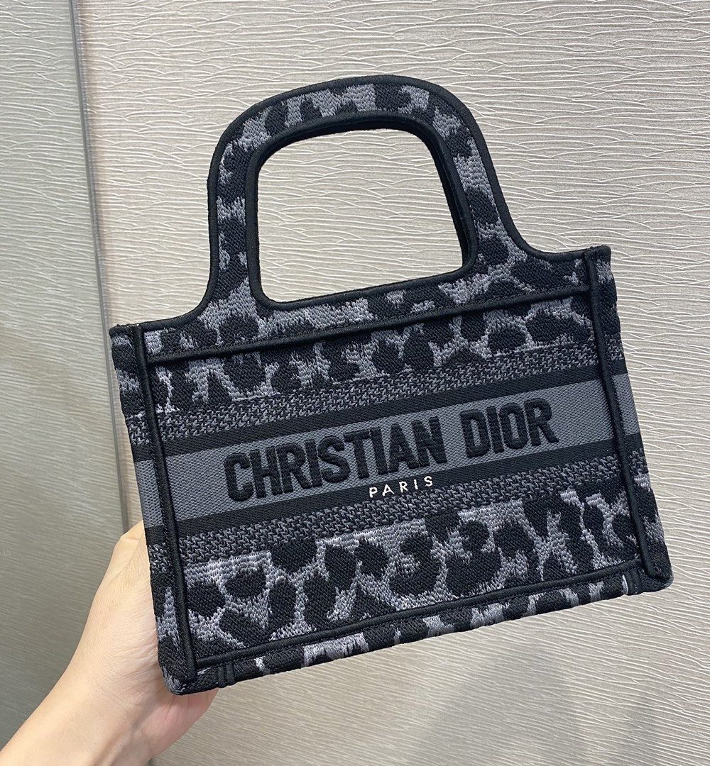 1:1 Replica Christian Dior Mini Dior Book Tote Mizza Embroidery, Blue/Black, For Women Women's Handbags, 9in/23cm CD S5475ZRHM_M962