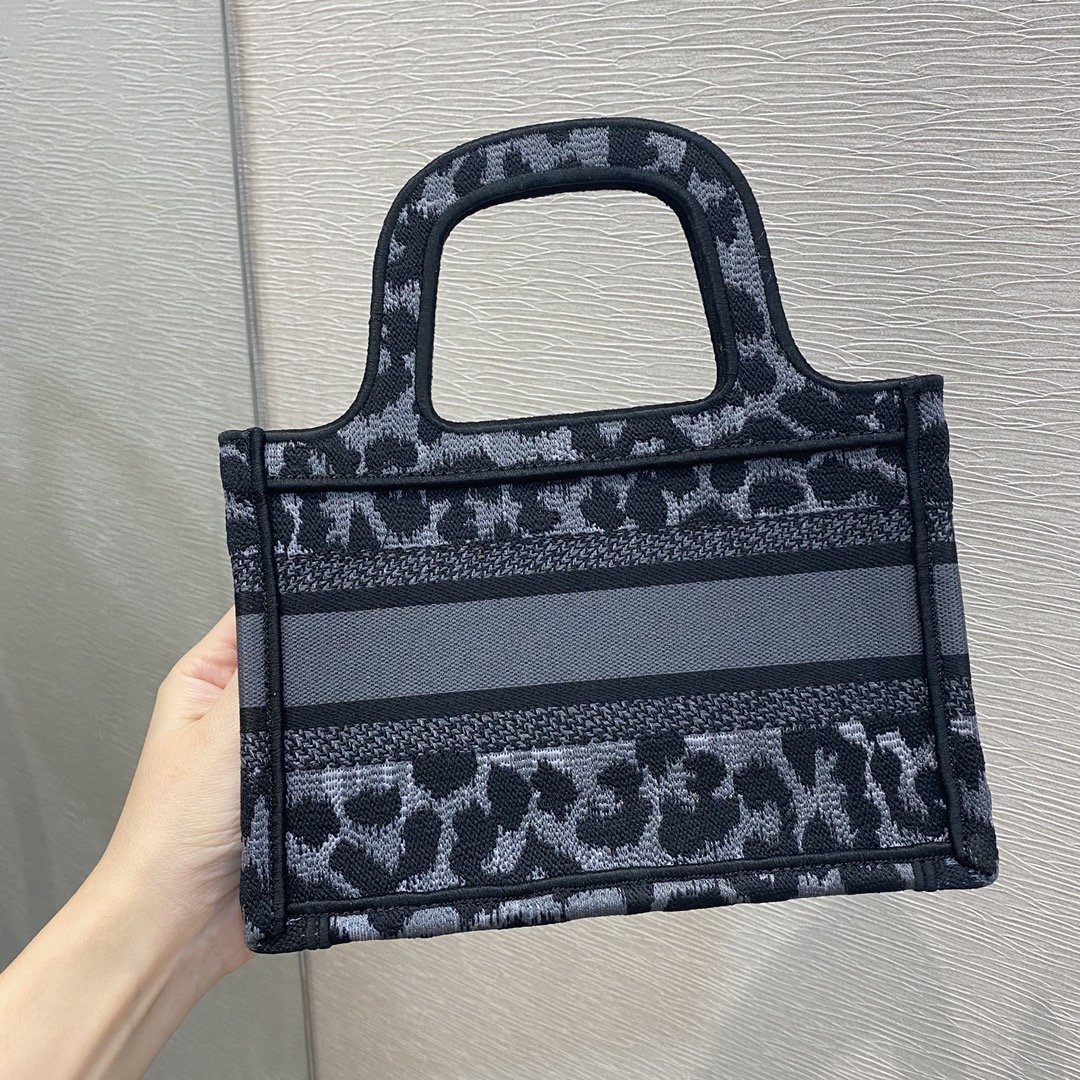 1:1 Replica Christian Dior Mini Dior Book Tote Mizza Embroidery, Blue/Black, For Women Women's Handbags, 9in/23cm CD S5475ZRHM_M962 - Image 7