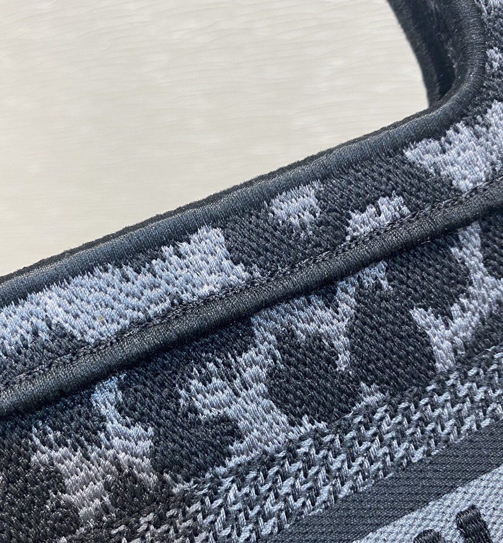 1:1 Replica Christian Dior Mini Dior Book Tote Mizza Embroidery, Blue/Black, For Women Women's Handbags, 9in/23cm CD S5475ZRHM_M962