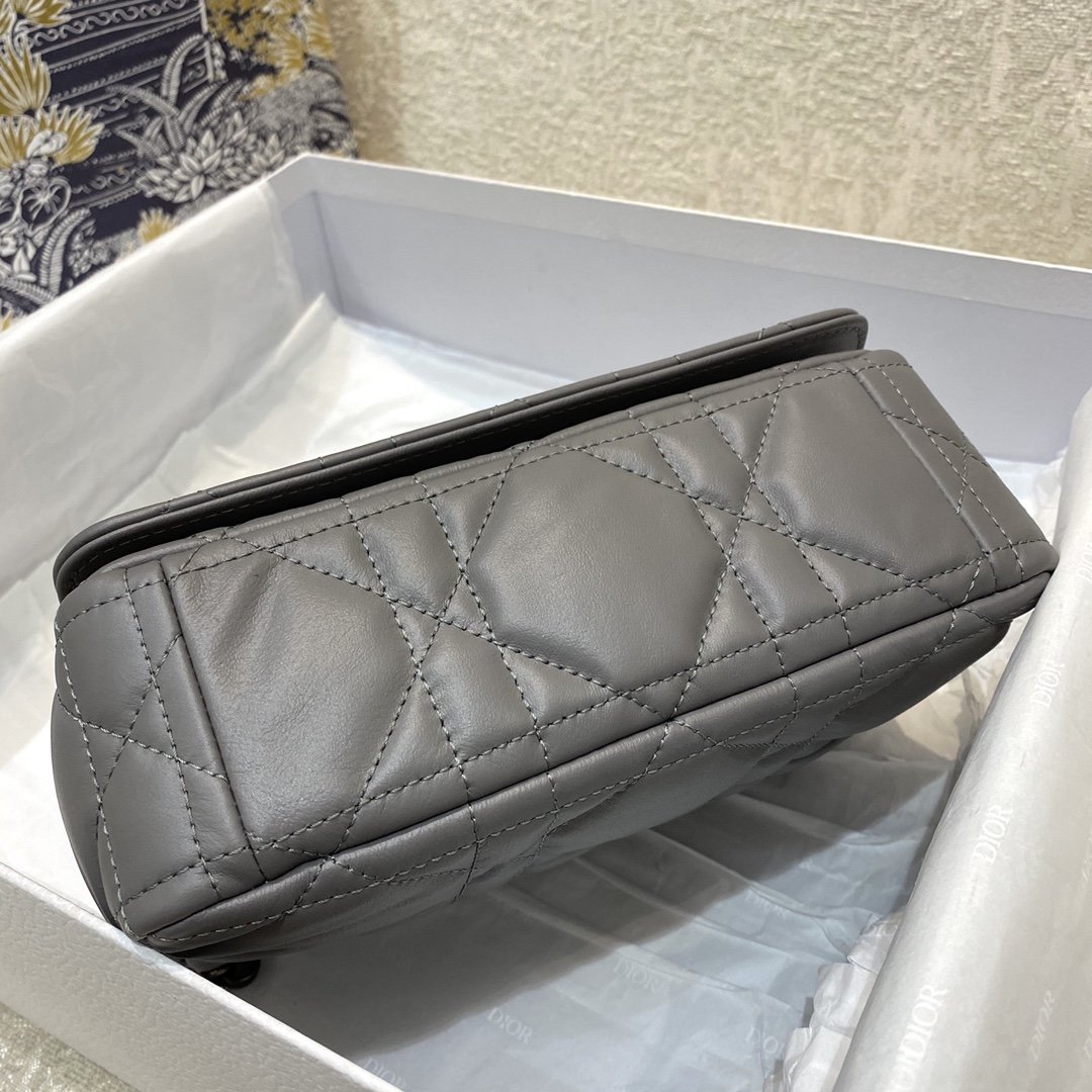 1:1 Replica Christian Dior Mini Dior Caro Bag Gray Padded Macrocannage, Gray, For Women Women’s Handbags, Crossbody Bags, 20cm CD - Image 4
