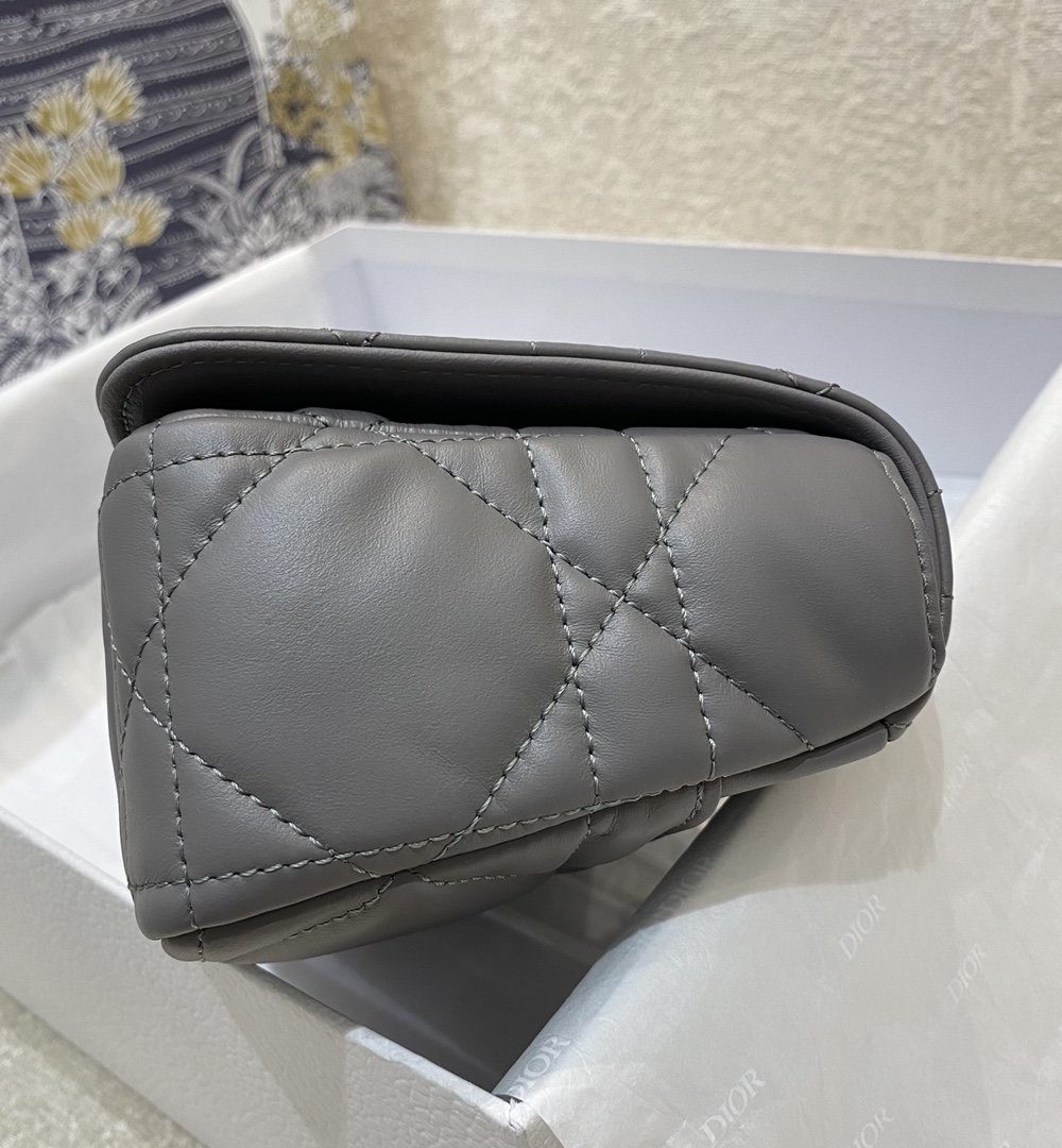 1:1 Replica Christian Dior Mini Dior Caro Bag Gray Padded Macrocannage, Gray, For Women Women’s Handbags, Crossbody Bags, 20cm CD