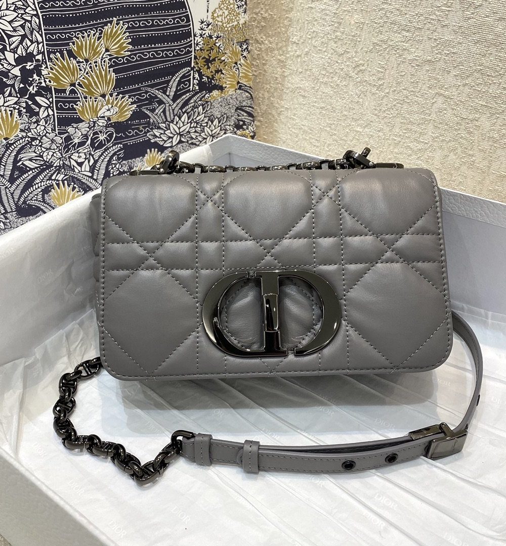 1:1 Replica Christian Dior Mini Dior Caro Bag Gray Padded Macrocannage, Gray, For Women Women’s Handbags, Crossbody Bags, 20cm CD