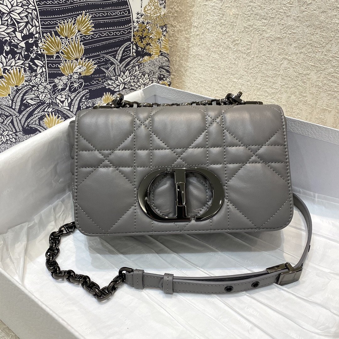 1:1 Replica Christian Dior Mini Dior Caro Bag Gray Padded Macrocannage, Gray, For Women Women’s Handbags, Crossbody Bags, 20cm CD