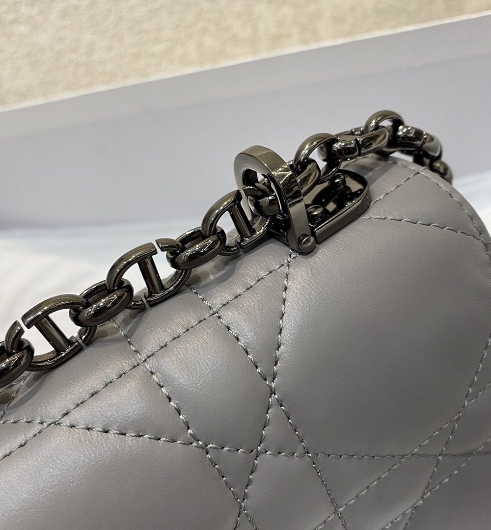 1:1 Replica Christian Dior Mini Dior Caro Bag Gray Padded Macrocannage, Gray, For Women Women’s Handbags, Crossbody Bags, 20cm CD