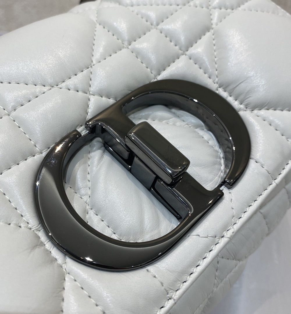 1:1 Replica Christian Dior Mini Dior Caro Bag Latte Matte Padded Macrocannage, Latte White, For Women Women’s Handbags, Crossbody Bags, 20cm CD