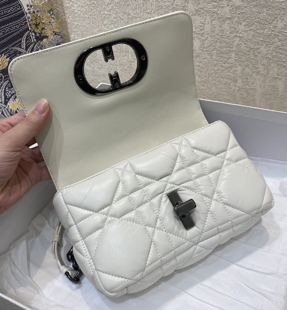 1:1 Replica Christian Dior Mini Dior Caro Bag Latte Matte Padded Macrocannage, Latte White, For Women Women’s Handbags, Crossbody Bags, 20cm CD