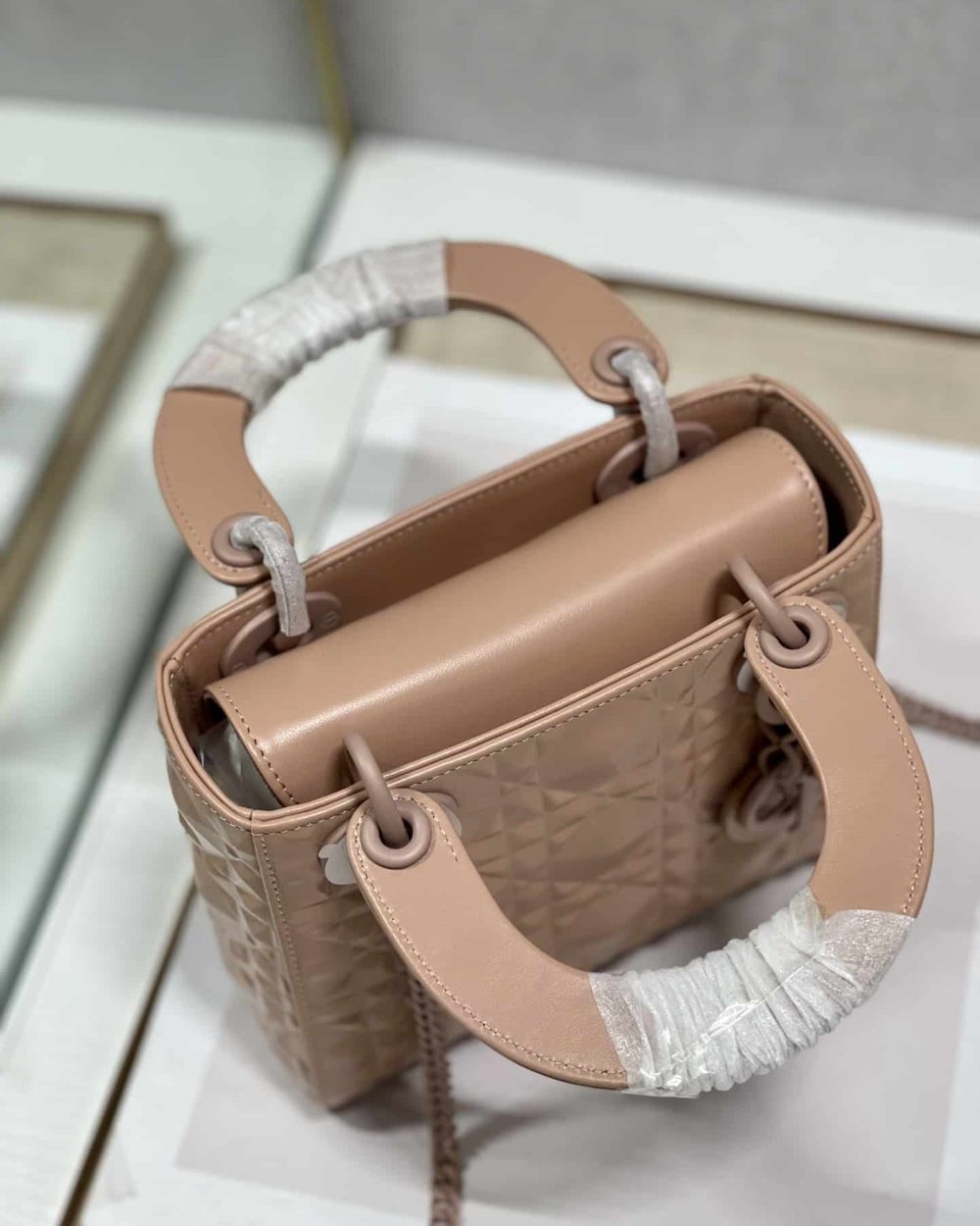 1:1 Replica Christian Dior Mini Lady Dior Bag Cannage with Beaded Motif, Brown, For Women Women’s Handbags, Crossbody Bags, 18cm CD