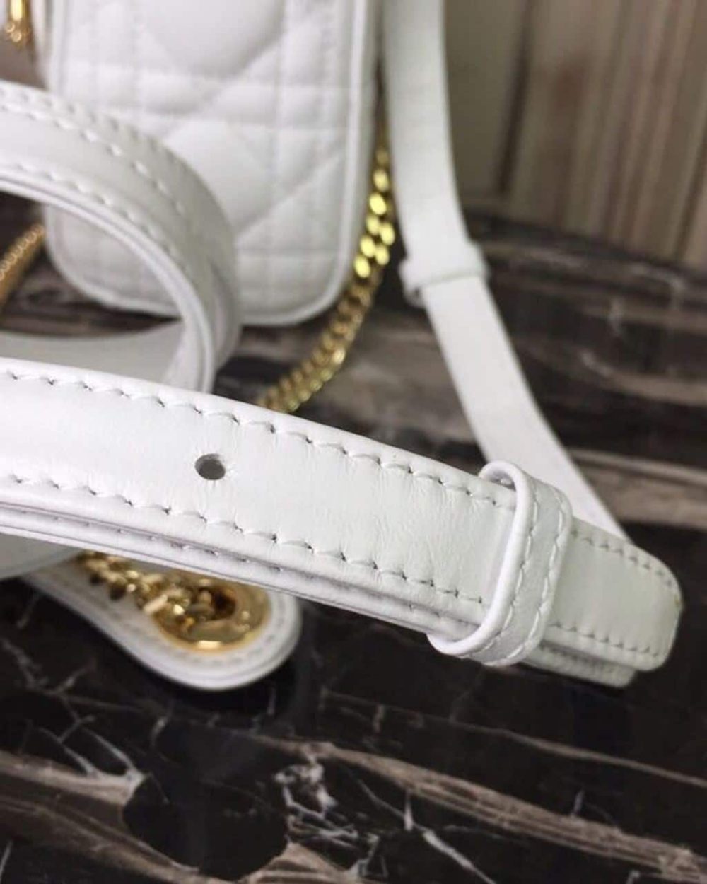 1:1 Replica Christian Dior Mini Lady Dior Bag Gold Toned Hardware White For Women 18cm/7in CD