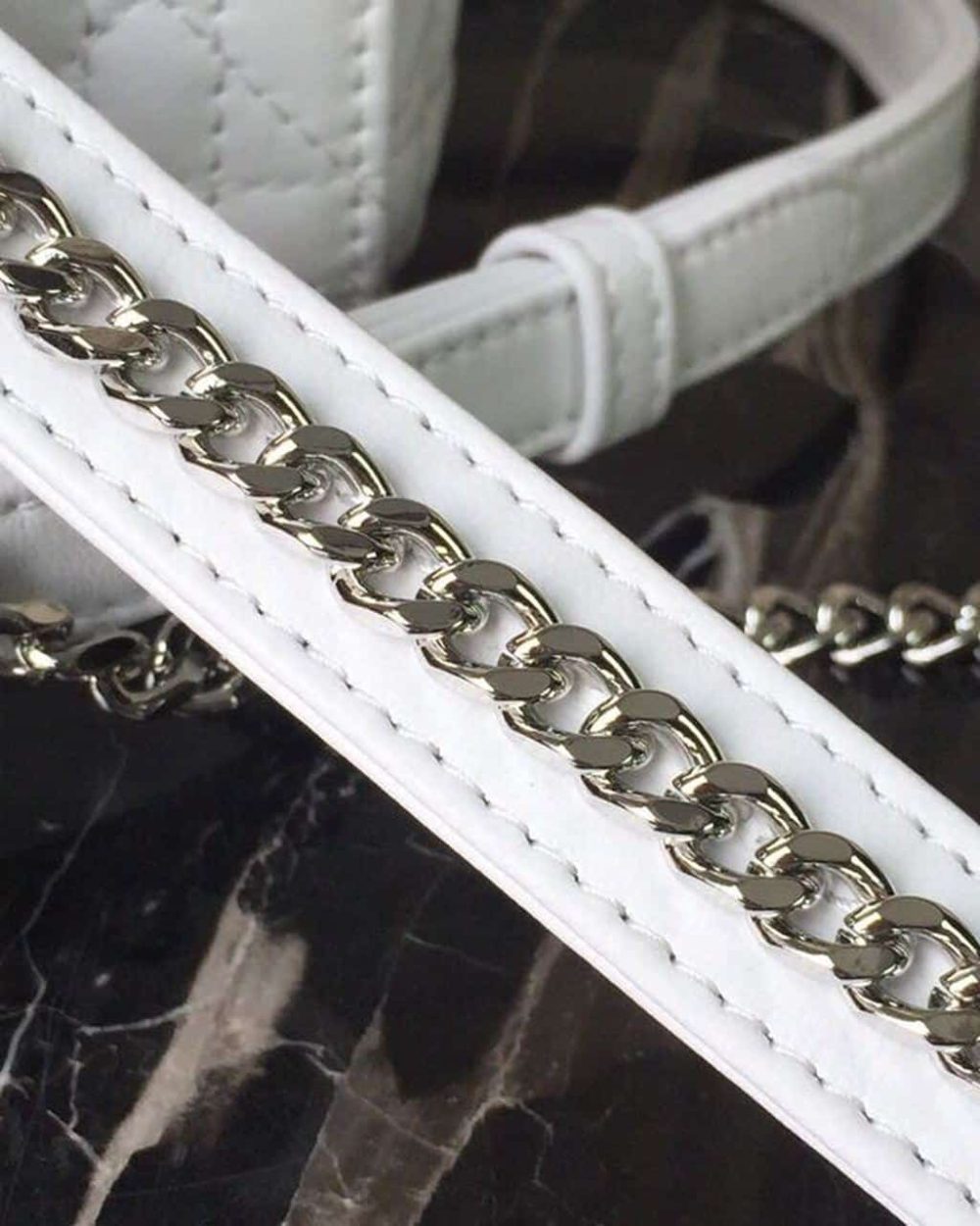 1:1 Replica Christian Dior Mini Lady Dior Bag White Chain Silver Hardware For Women 17cm/6.5in CD