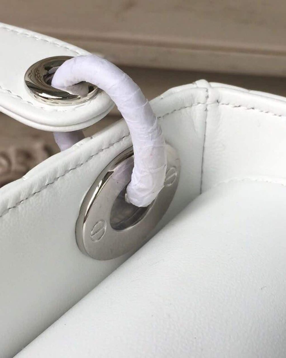 1:1 Replica Christian Dior Mini Lady Dior Bag White Chain Silver Hardware For Women 17cm/6.5in CD