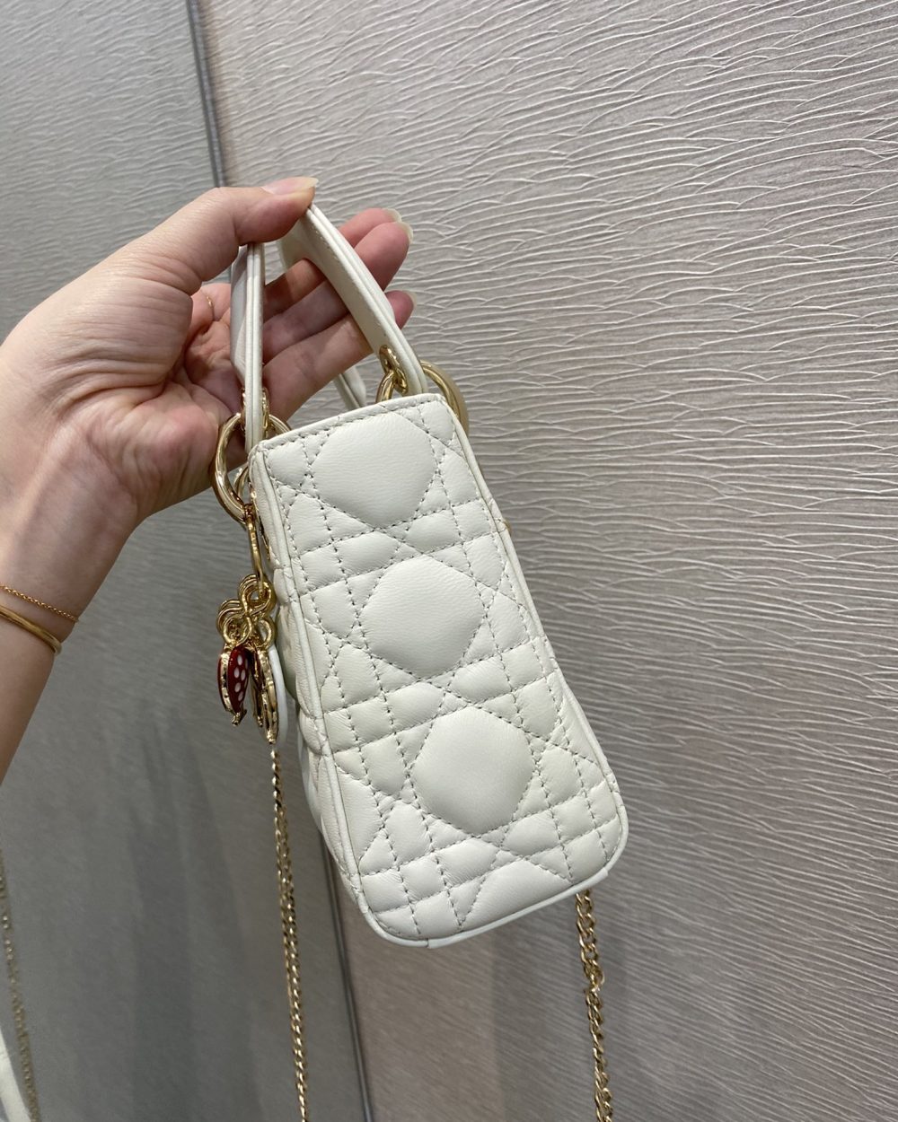 1:1 Replica Christian Dior Mini Lady Dior Bag White For Women 6.5in/17cm CD M0505SLOI