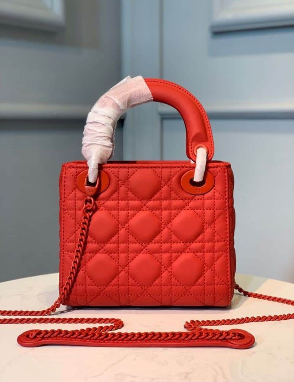 1:1 Replica Christian Dior Mini Lady Dior Bag with Chain Matte Hardware Spring/Summer Collection, Red , For Women Women’s Handbags, 18cm CD