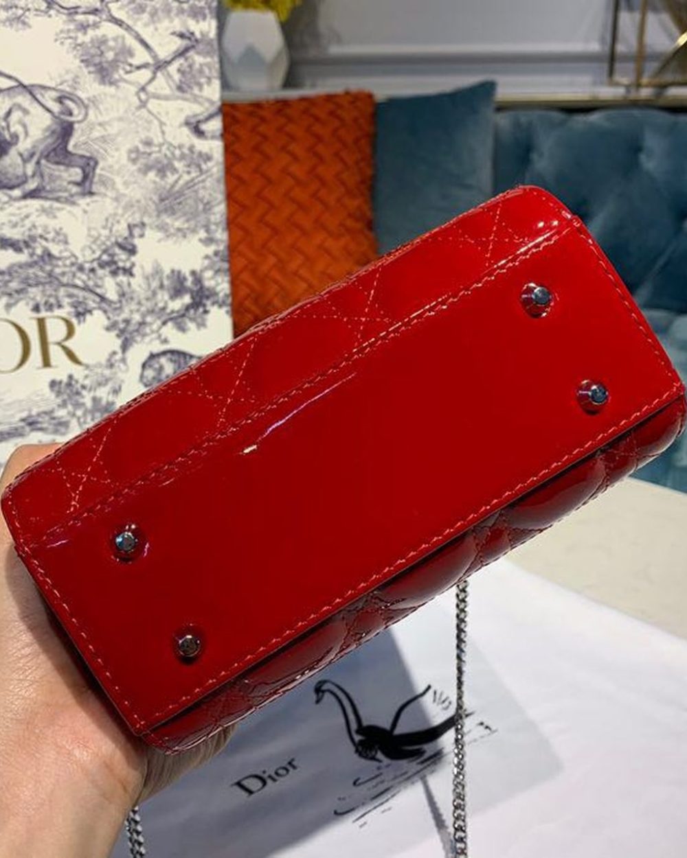 1:1 Replica Christian Dior Mini Lady Dior Bag with Chain Silver Hardware Spring/Summer Collection, Red, For Women Women’s Handbags, 18cm CD M0505OCAL_M52R