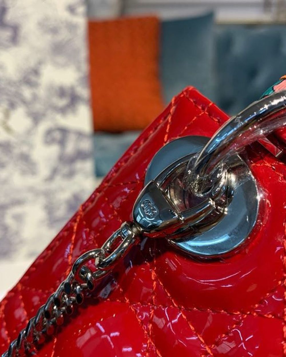1:1 Replica Christian Dior Mini Lady Dior Bag with Chain Silver Hardware Spring/Summer Collection, Red, For Women Women’s Handbags, 18cm CD M0505OCAL_M52R